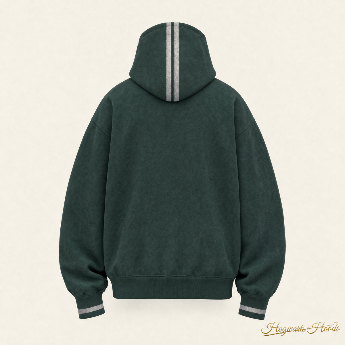 Slytherin House Hoodie — back, hood stripes