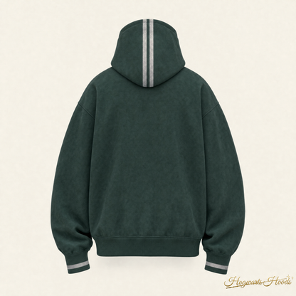 Slytherin House Hoodie — back, hood stripes