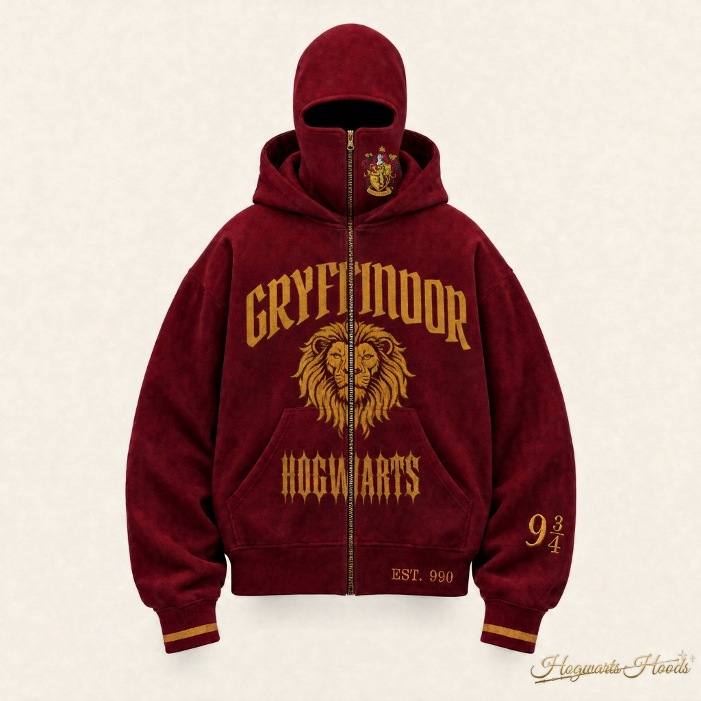 Gryffindor House Hoodie — front, balaclava zipped