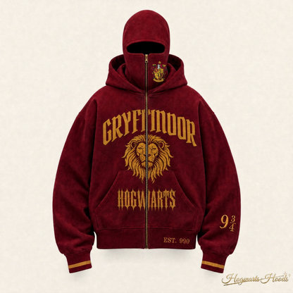 Gryffindor House Hoodie — front, balaclava zipped